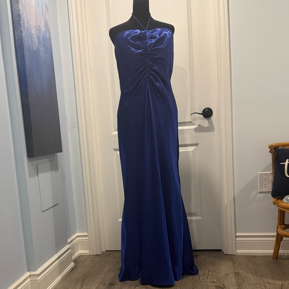 Wendye Chaitin Dresses & Skirts - Y2K Wendye Chaitin Royal Blue  Satin Halter Dress